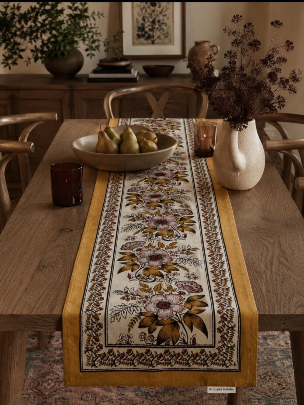 Authentic Williams Sonoma Floral Table Runner Long 105 in x 18 in